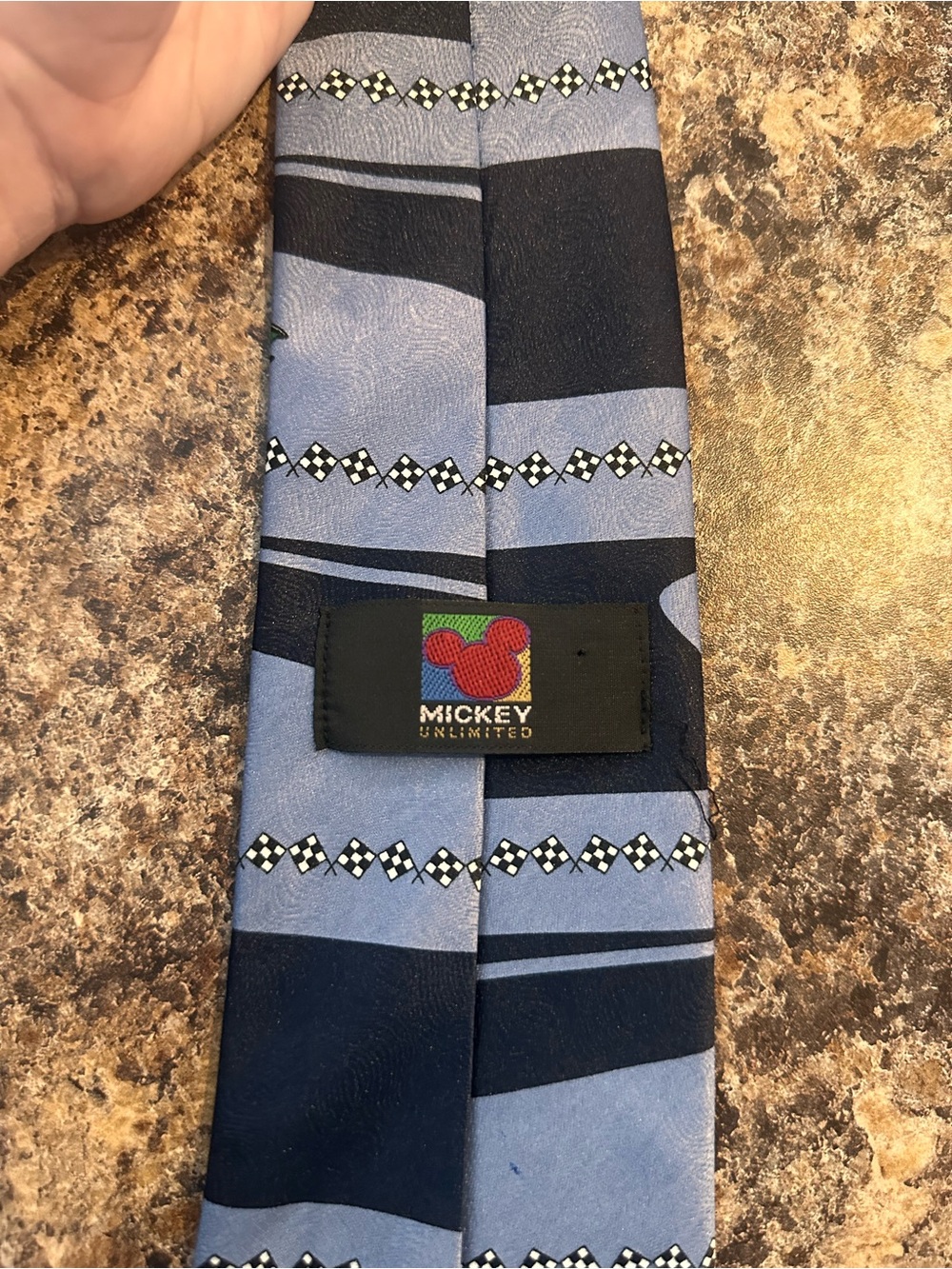 Vintage 90s “Mickey Unlimited” Disney Racing Car Blue Men's Tie - Picture 2 of 6